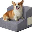 Dogs Steps for Bed, Dog Stairs for Small Dogs, 2-Step Dog Ramp for Bed, Couch, Sofa, and Chairs, Non-Slip Bottom Design, Cat Scratching, High Density Foam Portable Pet Step, Indoor, Grey
