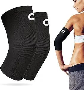 Elbow Brace Compression Sleeve (1 Pair) - Instant Arm Support Elbow Sleeves for Tendonitis, Arthritis, Bursitis, Golfers & Tennis Elbow Brace, Treatment, Workouts, Weightlifting, Pain Relief, Recovery L