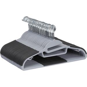 Amazon Basics Space Saving Non-Slip Rubber Coated Plastic Hangers with 360 Swivel Hook, Thin, Gray, Pack of 50
