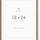 18x24 Poster Frame, Solid Oak 18 x 24 Poster Frames Matted to 16x20, 24x18 Natural Wooden Frame Horizontal or Vertical Wall Mounting, (Walnut Set of 1)