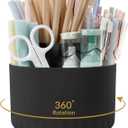 SKYDUE 360 Degree Rotating Pencil Pen Holder for Desk, Dual-Purpose Desk Organizer, Rotating Pencil Cup with 5 Slots, Office Supplies, Desk Decor for Office, School, Home (Black)