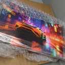 Notoriart City Night Drive Gallery Wrapped Car 1 Piece Canvas Wall Art, 24" x 16", Gallery Wrapped (16L" x 24W")