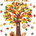 Pajean Thanksgiving Classroom Bulletin Board Decorations Bulletin Board Tree Fall Tree Set Classroom Decorations Puzzle Cutouts for Autumn Harvest Thanksgiving Party Decorations (Appreciation Style, Bright Color)