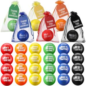 Lenwen 144 Pcs Stress Balls Gifts Including 2.5'' Motivational Stress Balls for Adults Relief Employees Appreciation Gift Thank You for Being Awesome Tags and Organza Bags for Christmas