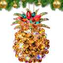 Pineapple Ornament for Christmas Tree Indoor Hanging Xmas Decorations Clearance Keepasake (Green Yellow)