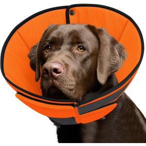 Queenmore Soft Cone for Dogs After Surgery, Dog Cones for Large Dogs to Stop Licking, Soft Dog Cone, Elizabethan Collar for Pets, Alternative Pet Recovery Collar for Wound Healing, Orange L