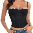 Lace Bustier Corset Tops for Women - Sexy Going Out Party Club Top with Buckle, M