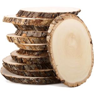 Tioncy 12 Pack 5-7 Inches Oval Wood Slices for Centerpieces Natural Unfinished Rounds Wood Slabs Small Wooden Circle for DIY Crafts Rustic Farmhouse Wedding Christmas Table Decorations