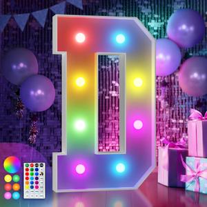 imprsv 3FT Colorful Marquee Letters D, 18 Colors Large Light up Letters Alphabet Sign with Remote, Big Marry Me Sign, Birthday Party Decorations Anniversary Wedding Decoration