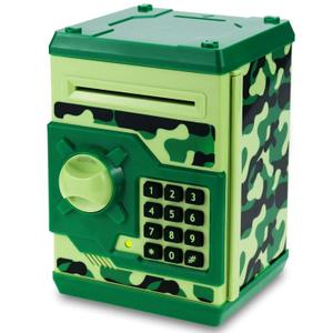 Piggy Bank for Boys Girls, 4 5 6 7 8 9 10 Year Old Girl Boy Birthday Gift Ideas, Electronic Password Money Saving Box ATM, Great Gift Safe Bank Toys for Kids (Camouflage Green)