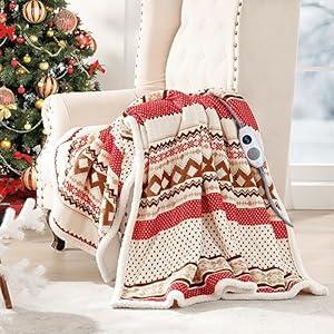 Westinghouse Christmas Heated Throw Blanket, Super Soft Flannel to Sherpa Electric Throw with 6 Heating Levels & 2-10 Hours Auto Off, Fast Heating & Overheat Protection, 50x60 Inch