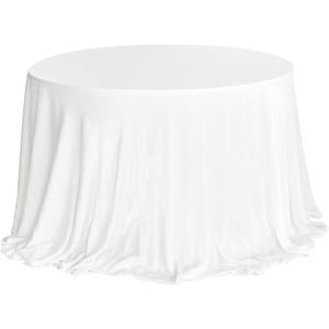 Ling's moment White Wedding Table Cloths in Premium Crumpled Velvet, 9ft x 11ft, Fits 4ft/6ft Rectangular/Round Sweetheart&Head Table for Wedding Reception, Bridal Shower, Birthday Decoration,Banquet