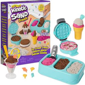Kinetic Sand Scents, Ice Cream Treats Playset with 3 Colors Scented Play Sand & 6 Tools, Sensory Toys, Holiday Gifts & Stocking Stuffers for Kids Ages 3 and up