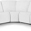 Ruaozz Sectional Sofa Covers Oversized L Shape 5 Seat Recliner Couch Covers - Washable Soft Extra Large Sectional Covers with Pockets (Ivory)