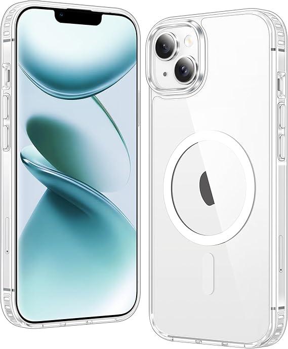FNTCASE for IPhone 14 Plus Case: Clear Magnetic Phone Cases Compatible with Magsafe Slim Anti Yellowing Military Grade Drop Protection Rugged Protective Transparent Cell Phone Cover (A-Clear)