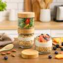 TBWIND 12 Pack 10oz Glass Jars with Bamboo Lids, Spoons, Airtight Overnight Oats Containers, Salad & Yogurt Storage, Mason Jars for Snacks, Spices, Meal Prep Reusable