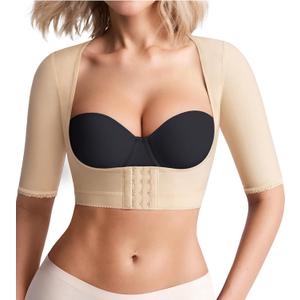 BRABIC Women's Shapewear Tops Post Surgery Compression Sleeve for Arm Shaper (Large, Beige)