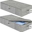 Under Bed Storage Container Bins 2 Pack, Low Profile Foldable Underbed Clothes Storage Organizer W/ Ultra Thick Fabric and Sturdy Bottom/Sides, Dual Zipper Storage Box for Dorm and Home 30x16x6.7"