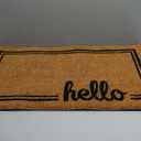 mDesign Rectangular Coir and Rubber Entryway Welcome Doormat with Natural Fibers for Indoor or Outdoor Use - Decorative Script Hello Design - Natural/Black (30 x 17)