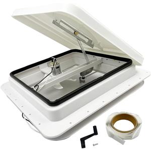 14" RV Roof Vent Fit for Camper Trailer Universal Lid Roof Vent with 12V RV Vent Fan 6" Blades lid Inner for Garnish Ring White