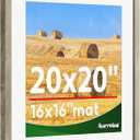 20x20 picture frame,Distressed Farmhouse Wood Pattern 20x20 frame Display 16x16 with mat,Display with Plexiglass,Horizontal and Vertical,Wall Mount Dcor,Light Wood Grain,1Pack
