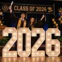 Graduation Decorations Class of 2026, 4FT Large PRE-CUT 2026 Marquee Numbers Kit for Preschool High School College Prom Party Decor