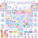 KOTLMIGHT 16th Birthday Decorations for Girls, In My Sweet Sixteen Era Birthday Party Decor Supplies for Girls 16 Year Old - Backdrop, Banner, Tablecloth, Centerpieces, Hanging Swirl, Hat, Wall Signs