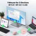 TECKNET Rechargeable Bluetooth Mouse, [ USB + BT5.0 + BT3.0 ] Wireless Mouse, Ergonomic Design, Silent Click, 6-Level 4800 DPI Wireless Mice, 3-Device Switching for Laptop, Computer, MacBookPink