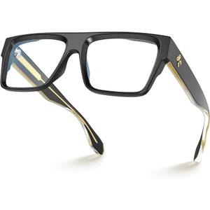 VISOONE Square Full Rim Blue Light Blocking Glasses Large Fashion Computer Multi Colors Eyeglass Frame Women Men ALBA (Polished Black)