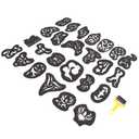 Hair Tattoo Stencil Kit,Barber Stickers,25 Design Patterns Tattoo Patterns Salon Barber Tools Template Hair Styling Stickers with Roller for Creative Hair Carving