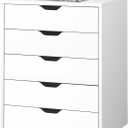 DEVAISE 5-Drawer Chest, Wood Storage file Cabinet with Wheels, White