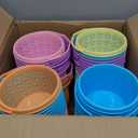 100 Pieces Plastic Easter Baskets Bulk with Handles Colorful Round Egg Mini Baskets for Easter Party Favors Egg Hunt Supplies, 6 Colors