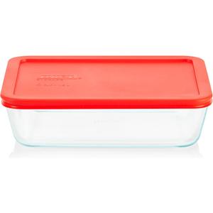 Pyrex Simply Store Glass Food Storage Container, Snug Fit Non-Toxic Plastic BPA-Free Lids, Freezer Dishwasher Microwave Safe, 6 Cup