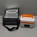 Cordless Electric Lunch Box, Self-Heating Food Warmer, Battery Powered Lunch Boxes with 1L Container, Rechargeable Heated Lunch Box for Men, Women, Car, Truck, Office, Travel (White-orange)