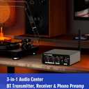 PM6BT Bluetooth Phono Preamp with Receiver & Transmitter for Bluetooth Turntables, Wireless Turntable Preamplifier for MM Vinyl with Adjustable Volume/Bass/Treble EQ, Headphone Output