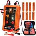 THIKPO Universal Fuel Injector Tester and Cleaner Tool Kit, DIY Cleaning Tool Kit, 8 Pulse Modes, 4 Wire Dual Channel for 2 Fuel Injectors, 8 Size Cleaning Adapters, 12V/5V Output Power