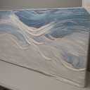 TRAIN2 ART Abstract Wall Art for Living Room Blue and White Ocean Paintings Wall Decor Modern 3D Textured Canvas Wall Art Large Artwork for Living Room Bedroom Office 28"x57"