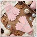 Faux Mink Gloves Women Winter Pink Bow White Warm Fuzzy Full Finger Gloves Coquette Mittens for Women Valentine Gift (Pink)