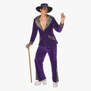 Morph Purple Pimp Costume For Men, Mens Pimp Daddy Costume, Purple Outfit for Men, Halloween Dress Up Standard, Size L