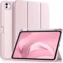 Akkerds for iPad Pro 11 Inch Case (M5/M4) 2025/2024 6th/5th Generation with Pencil Holder, for iPad Pro Case 11 Inch with Trifold Stand Protective Cover/Soft TPU Back, Auto Wake/Sleep, Pink