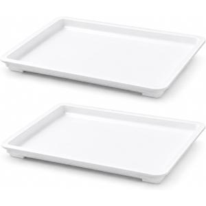Blushtier 2 Pack Food Storage Container Lid with Stackable Design, 26 x 18 Inches for Catering, Buffets, Bar, Restaurants, Polyethylene (Pe), White