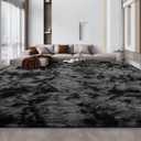 Large Shag Area Rugs 10 x 14, Tie-Dyed Plush Fuzzy Rugs for Living Room, Ultra Soft Fluffy Furry Rug for Bedroom, Anti-Skid Indoor Carpet Nursery Rugs for Kids Room Home Decor, Dark Grey