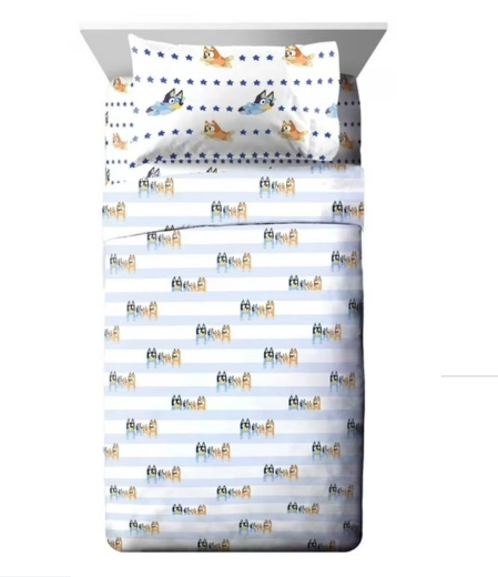 BLUEY in the Dream Kids 3 Piece Blue Bed Sheet, Twin