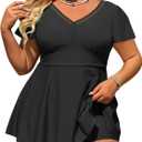 Women's 20 Plus Size Tankini Bathing Suits Ruffle Swim Dress Two Piece Full Coverage Tummy Control Swimsuits 2026