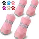 QUMY 4PCS Dog Shoes for Small Dogs, Hot Pavement Summer Puppy Dog Boots & Paw Protectors with Soft Anti-Slip Rubber Sole, Mesh Breathable Dog Booties for Hardfloors, Walking Running Pink Size 2