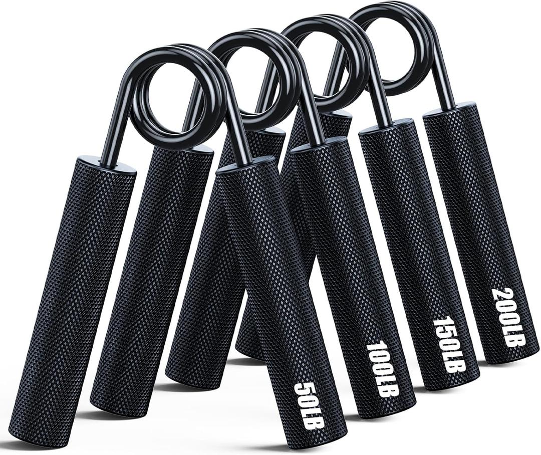 ZEAGUS Grip Strength Trainer 4 Pack, 50LB-200LB Metal Hand Grip Strengthener, Non-Slip Heavy-Duty Forearm Exerciser, Hand Gripper for Muscle Building and Hand Rehabilitation Exercising