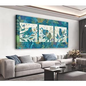 Large Blue Birds Wall Art for Living Room Decor Framed Art Plant Tree Branch Canvas Pictures Modern Artwork Animal Botanical Canvas Prints for Bedroom Kitchen Home Office Wall Decor 20" x 40"