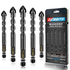 5 Pcs 5/8" Masonry Concrete Drill Bit Set for Tile Brick Glass Plastic Wood, Cross Tungsten Carbide Tip, Hex Shank, Work with Ceramic Porcelain Tile Wall Mirror Paver,5/8 Inch Drill Bits, 16mm