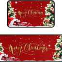 Wvapzwr Christmas Kitchen Rugs and Mats Set of 2, Christmas Indoor Floor Mats Non-Slip Kitchen Mat Door Mat Runner Rug for Kitchen Home Christmas Decor 17" x 47"+17" x 29"