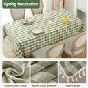Laolitou Spring Checkered Tablecloth Rectangle Washable Heavy Duty Buffalo Plaid Table Cloth with Tassel Cotton Linen Gingham Table Cover for Holiday Picnic Kitchen Dining Room, Green, 86 Inch